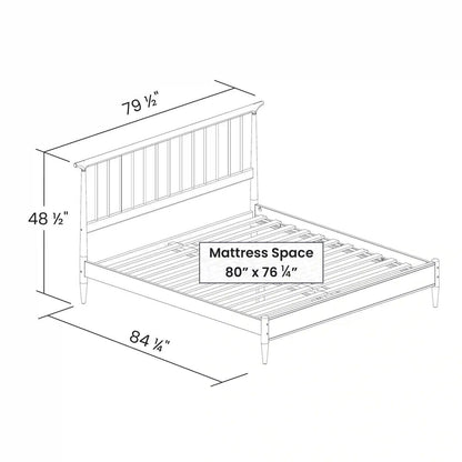 King Size Walnut Hardwood Mid Century Platform Bed Frame