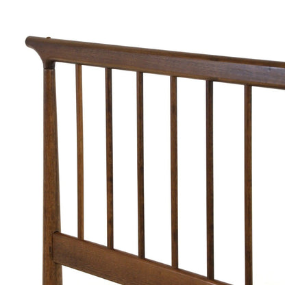 Queen Size Walnut Hardwood Mid Century Platform Bed Frame