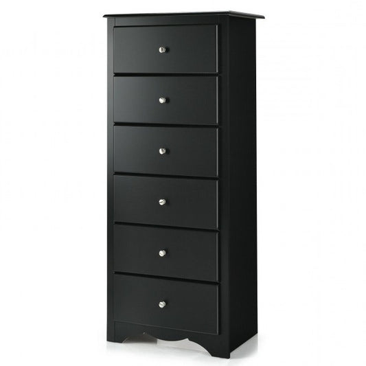 Modern Black 6 Drawer Tall Wood Dresser Chest | FastFurnishings