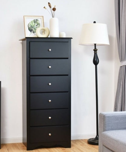 Modern Black 6 Drawer Tall Wood Dresser Chest | FastFurnishings