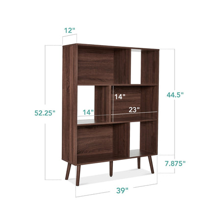 Mid Century Walnut Wood Grain Finished Bookcase Storage Center