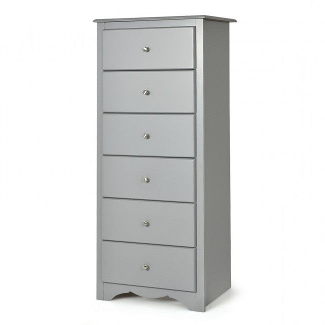 Modern Grey 6 Drawer Tall Wood Dresser Chest | FastFurnishings