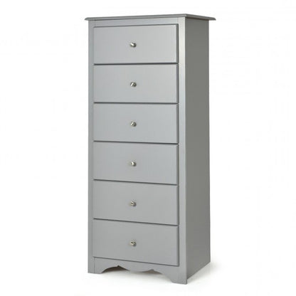 Modern Grey 6 Drawer Tall Wood Dresser Chest | FastFurnishings