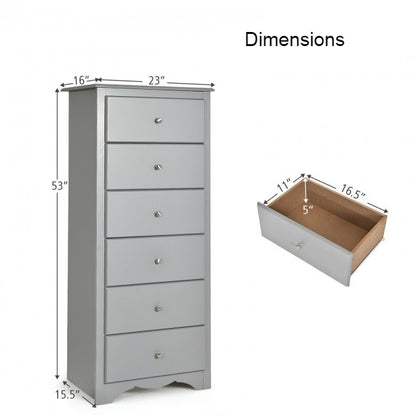 Modern Grey 6 Drawer Tall Wood Dresser Chest | FastFurnishings