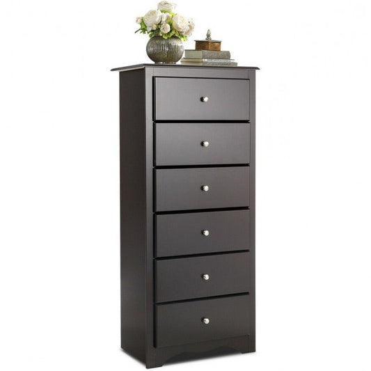 Modern Espresso 6 Drawer Tall Wood Dresser Chest | FastFurnishings