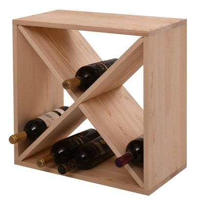 24 Bottle Solid Wood X Box Modular Cube Wine Rack