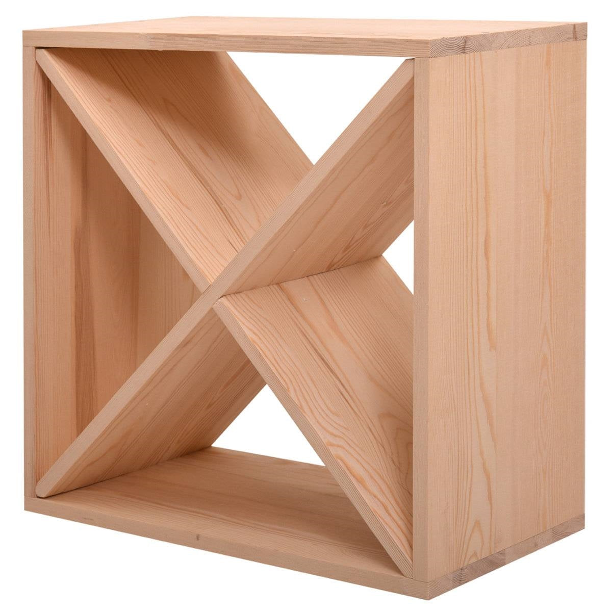 24 Bottle Solid Wood X Box Modular Cube Wine Rack