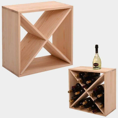 24 Bottle Solid Wood X Box Modular Cube Wine Rack