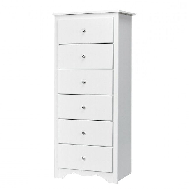 Modern White 6 Drawer Tall Wood Dresser Chest | FastFurnishings