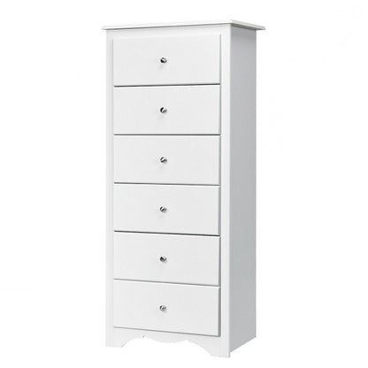 Modern White 6 Drawer Tall Wood Dresser Chest | FastFurnishings