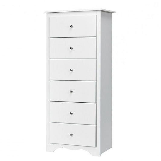 Modern White 6 Drawer Tall Wood Dresser Chest | FastFurnishings