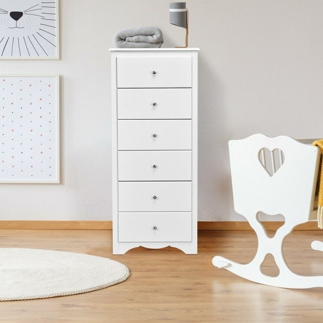 Modern White 6 Drawer Tall Wood Dresser Chest | FastFurnishings