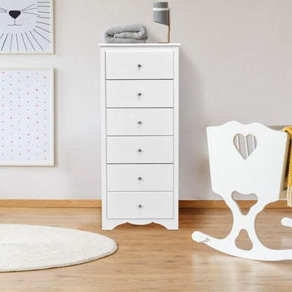 Modern White 6 Drawer Tall Wood Dresser Chest | FastFurnishings