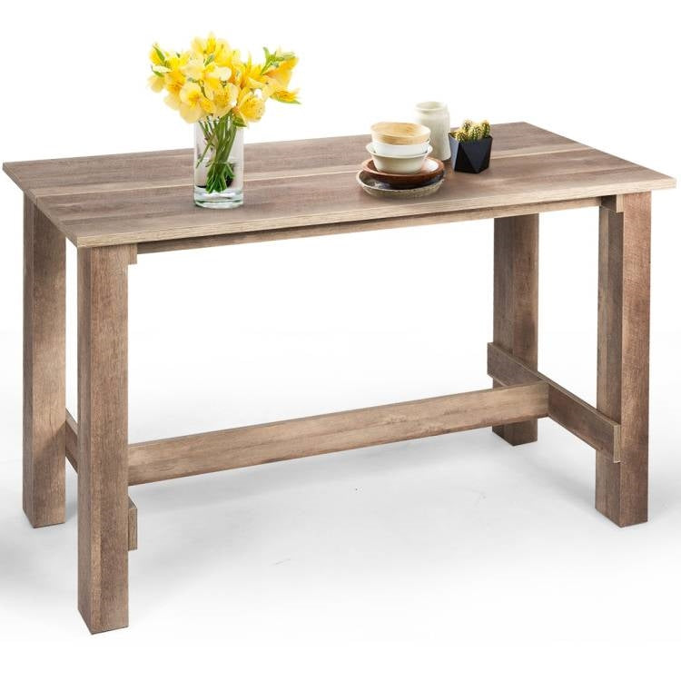 Modern Farmhouse Brown Wood 55-inch Counter Height