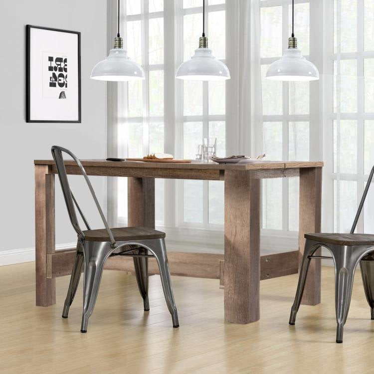 Modern Farmhouse Brown Wood 55-inch Counter Height