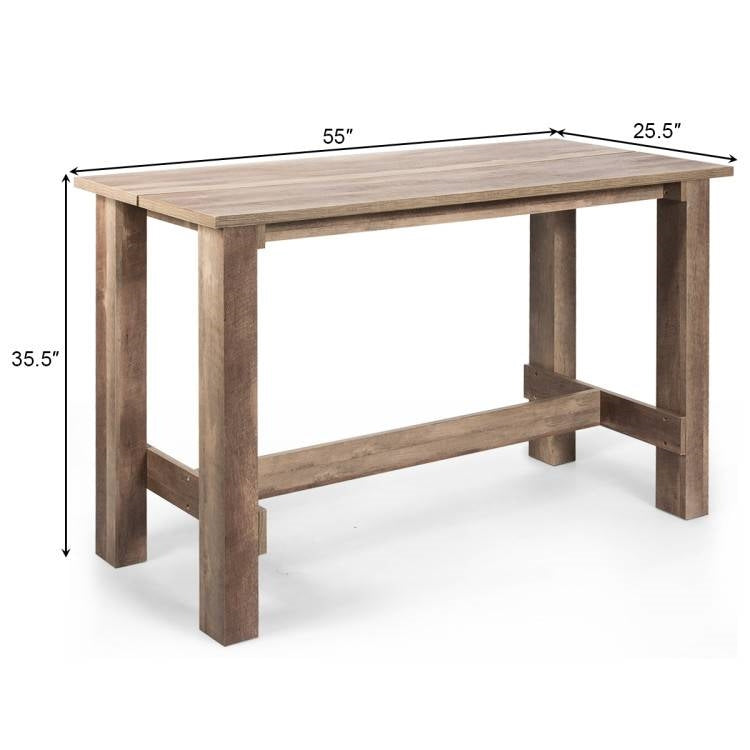 Modern Farmhouse Brown Wood 55-inch Counter Height