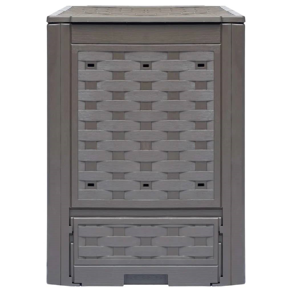 Set of 2 - Outdoor Garden 158 Gallon Compost Bin Set in Brown Plastic Rattan