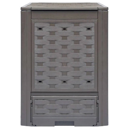 Set of 2 - Outdoor Garden 158 Gallon Compost Bin Set in Brown Plastic Rattan