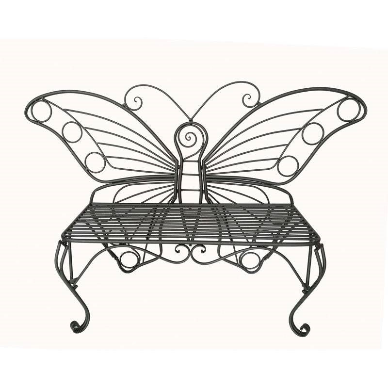 Modern Metamorphosis Metal Butterfly Garden Bench Black