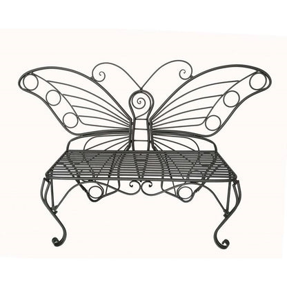 Modern Metamorphosis Metal Butterfly Garden Bench Black