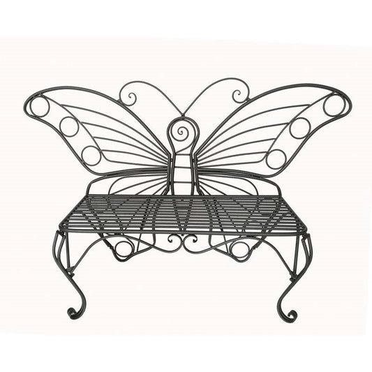 Modern Metamorphosis Metal Butterfly Garden Bench Black