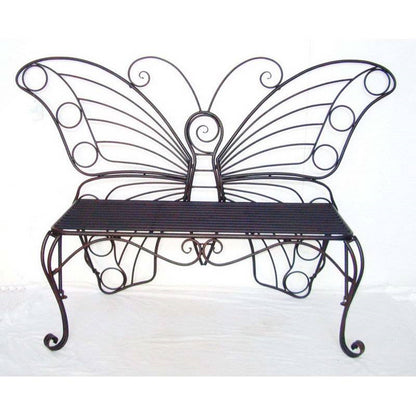 Modern Metamorphosis Metal Butterfly Garden Bench Black