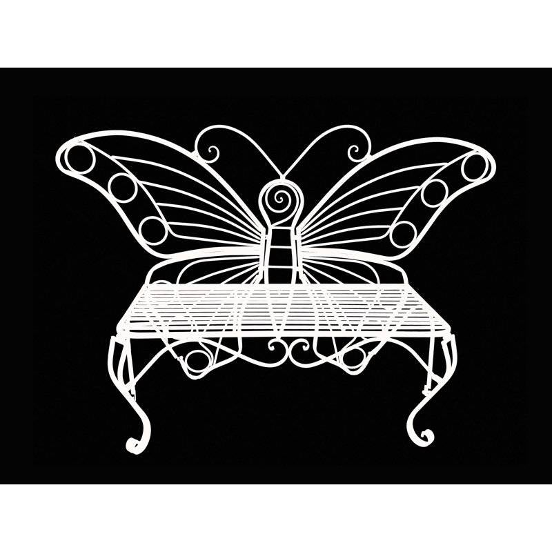 Modern Metamorphosis Metal Butterfly Garden Bench White