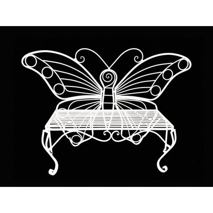 Modern Metamorphosis Metal Butterfly Garden Bench White