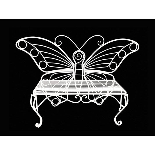 Modern Metamorphosis Metal Butterfly Garden Bench White
