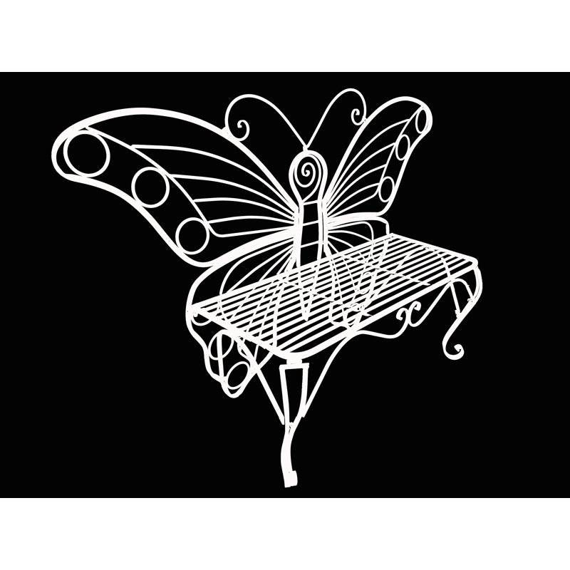 Modern Metamorphosis Metal Butterfly Garden Bench White