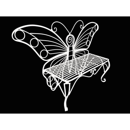 Modern Metamorphosis Metal Butterfly Garden Bench White