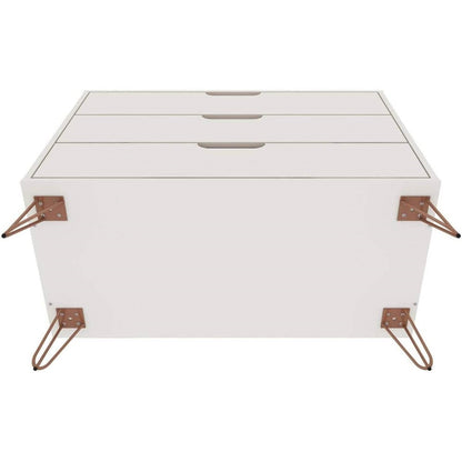 Modern Scandinavian Style Bedroom 3-Drawer Dresser in Off-White Finish