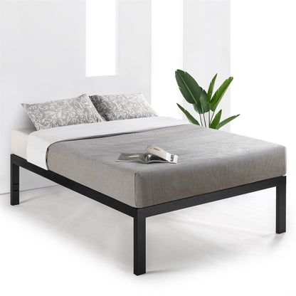 Queen size 18 Inch Easy Assemble Metal Platform Bed Frame Wooden Slats