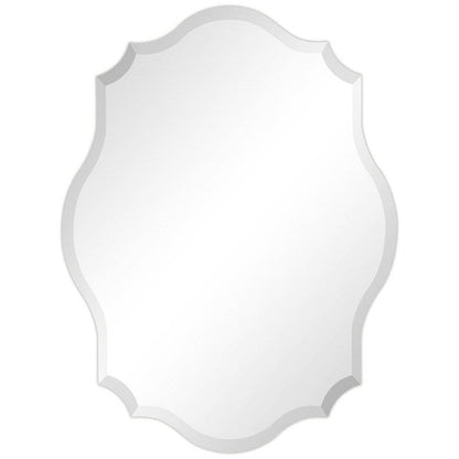Modern Frameless 32 x 24 inch Scalloped Beveled Accent Bathroom Mirror
