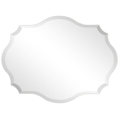 Modern Frameless 32 x 24 inch Scalloped Beveled Accent Bathroom Mirror