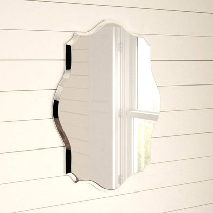 Modern Frameless 32 x 24 inch Scalloped Beveled Accent Bathroom Mirror