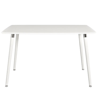 Modern Mid-Century Style Dining Table in White with Wood Legs