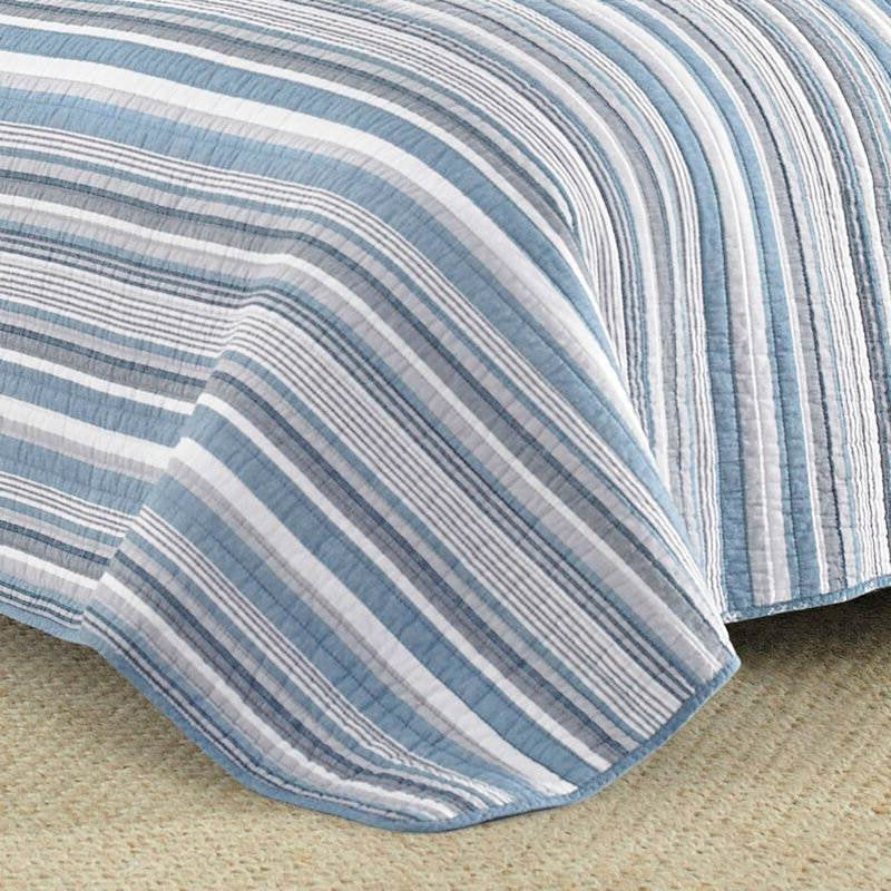 3 Piece Nautical Anchor Blues 100% Cotton Reversible Quilt Set, Full/Queen