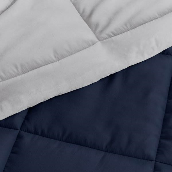 Full/Queen 3-Piece Microfiber Reversible Comforter Set Navy/Grey