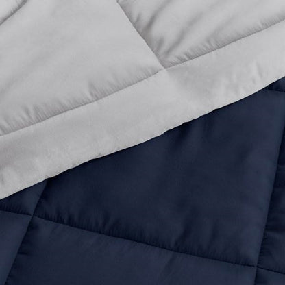 Full/Queen 3-Piece Microfiber Reversible Comforter Set Navy/Grey