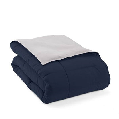 Full/Queen 3-Piece Microfiber Reversible Comforter Set Navy/Grey