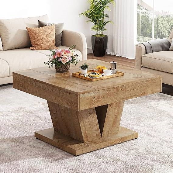 FarmHome Sturdy Crisscross Natural Wooden Coffee Table