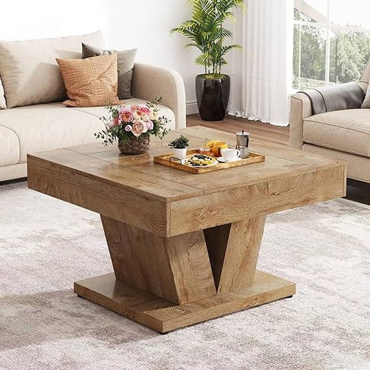 FarmHome Sturdy Crisscross Natural Wooden Coffee Table