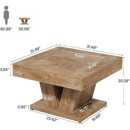 FarmHome Sturdy Crisscross Natural Wooden Coffee Table
