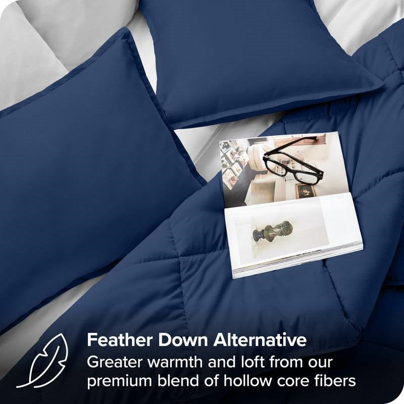 King/Cal King Size All Season Super Soft Down Alternative Comforter Set Navy