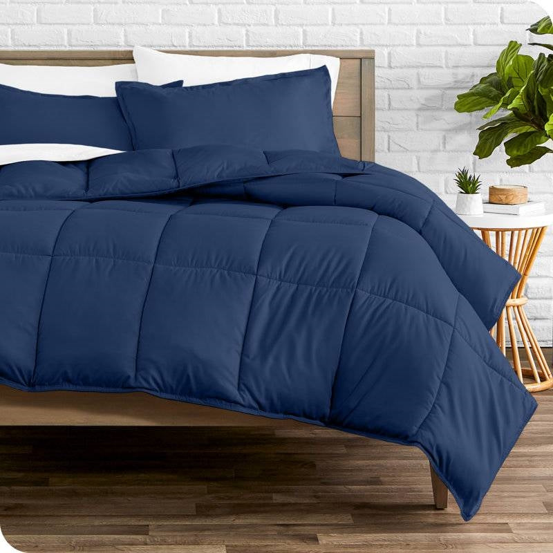 Full/Double Size All Season Super Soft Down Alternative Comforter Set Navy