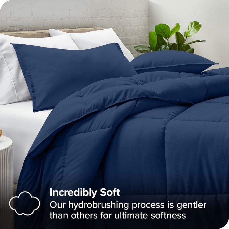 Full/Double Size All Season Super Soft Down Alternative Comforter Set Navy