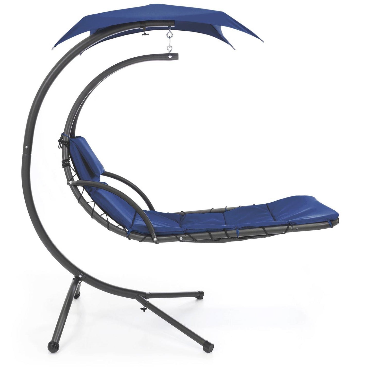 Navy Blue Single Person Modern Chaise Lounger Hammock Chair Porch Swing