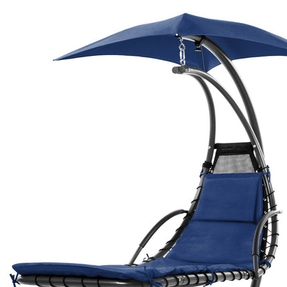 Navy Blue Single Person Modern Chaise Lounger Hammock Chair Porch Swing
