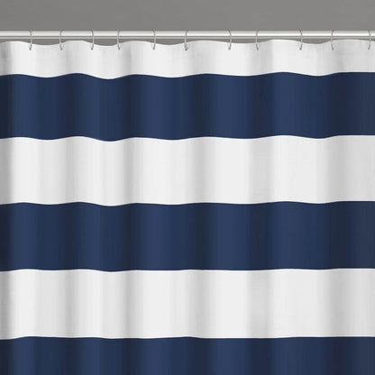 72 inch Height Polyester Navy White Nautical Striped Shower Curtain